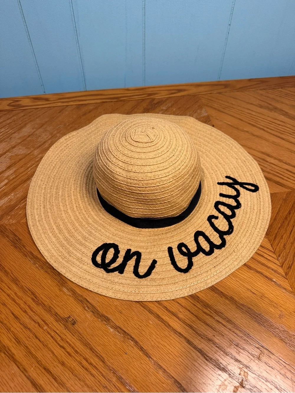 On Vacay Straw Sun Hat with Black Trim - Kids Accessories